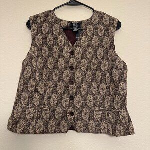 Vintage M.T Morgan Taylor Studio Brown and Cream Button Vest